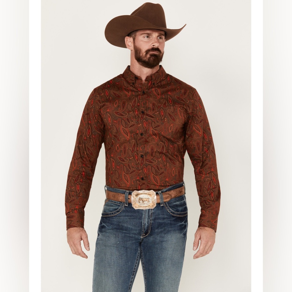 CODY JAMES MEN'S TORTUGA PAISLEY PRINT BUTTON DOWN WESTERN SHIRT MEDIUM